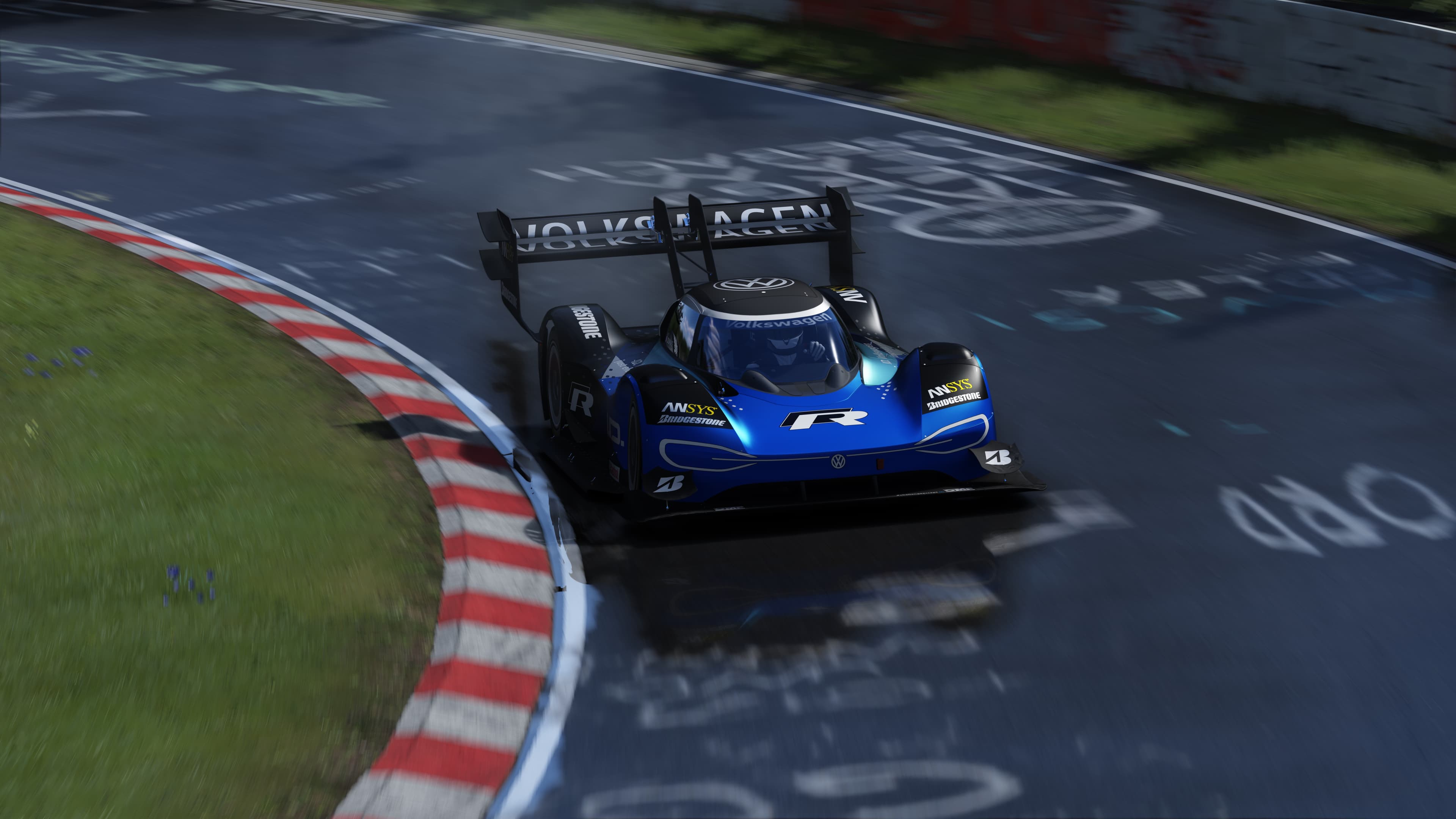 Race car attacking a corner